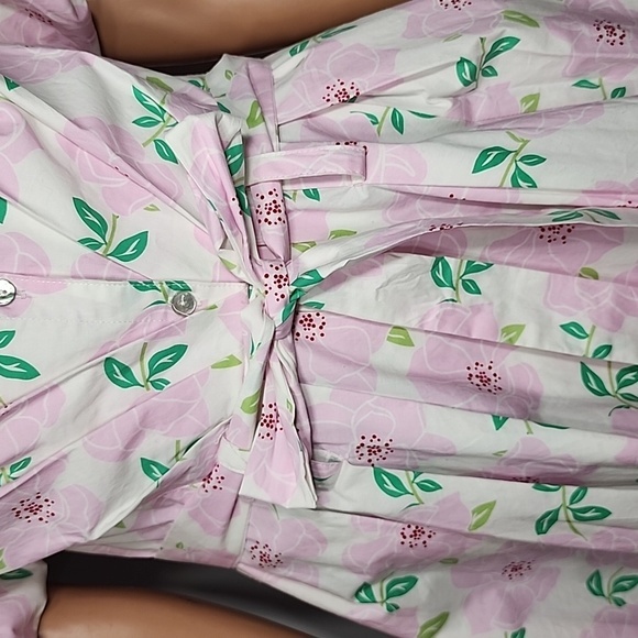 Draper James RSVP Puff Sleeve Shirt Dress Pink Floral Size M Medium Tie‎ Waist - Picture 8 of 16